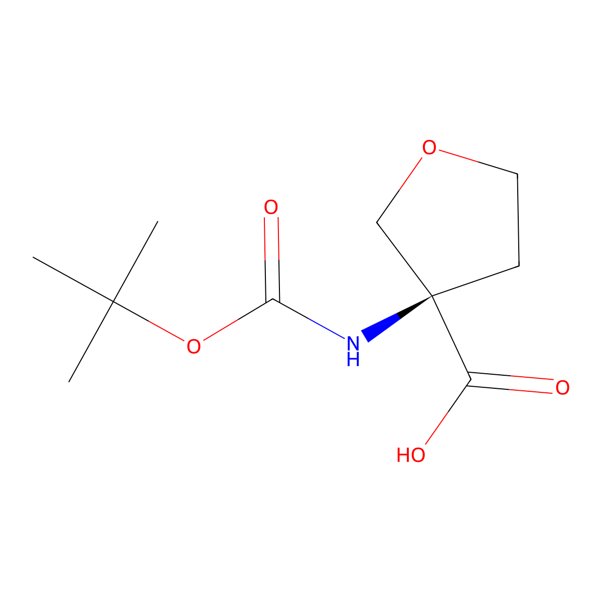 (R)-3-(tert-butoxycarbonylamino)tetrahydrofuran-3-carboxylic acid molecular structure, CAS 1432793-82-2