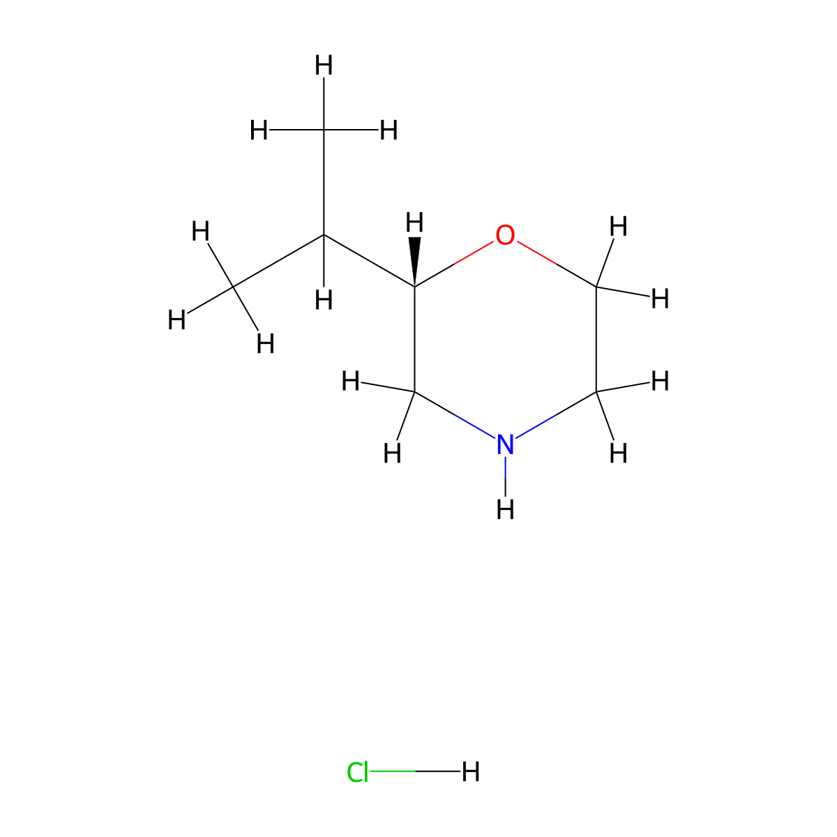 (2S)-2-(propan-2-yl)morpholine hydrochloride molecular structure, CAS 1432794-32-5