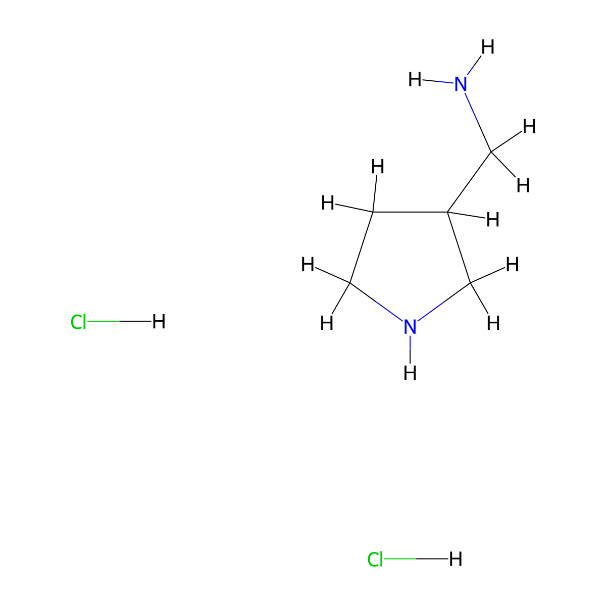 1-(Pyrrolidin-3-yl)methanamine dihydrochloride molecular structure, CAS 1432795-18-0