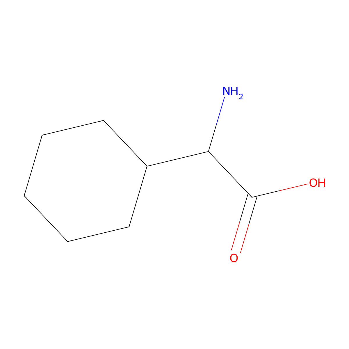 Cyclohexylglycine, (R)- molecular structure, CAS 14328-52-0