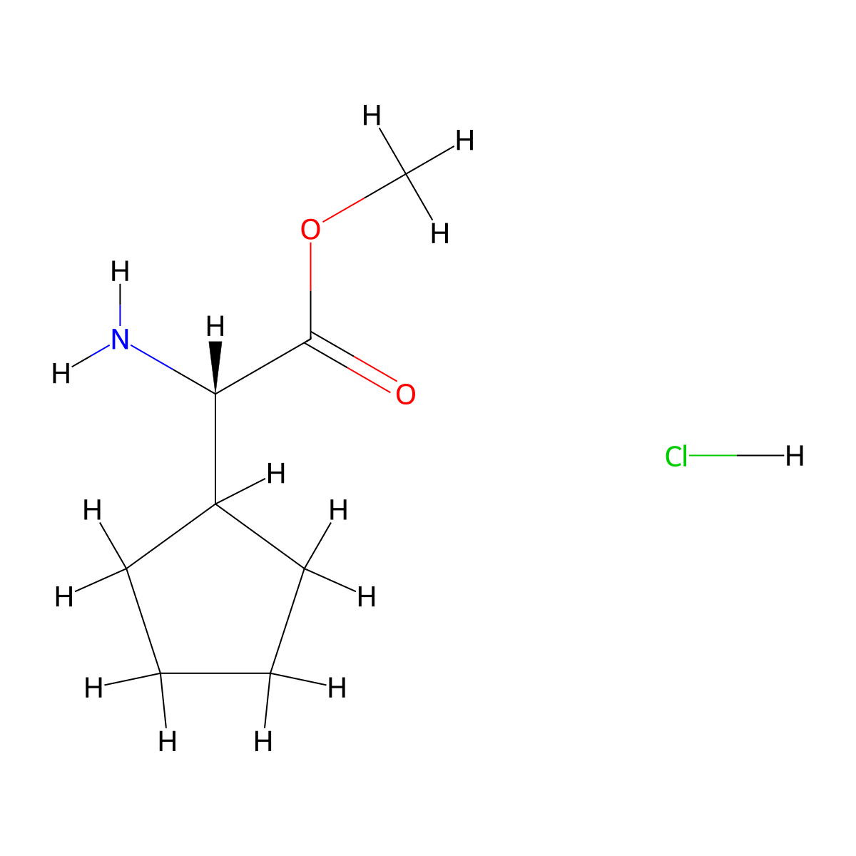 (S)-Amino-Cyclopentyl-Acetic Acid Methyl Ester Hydrochloride molecular structure, CAS 14328-62-2