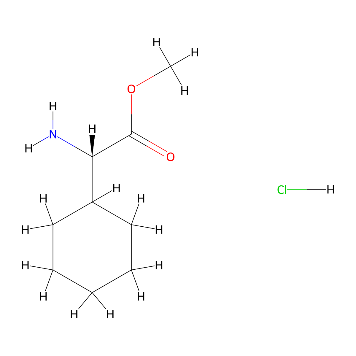 (S)-Methyl 2-amino-2-cyclohexylacetate hydrochloride molecular structure, CAS 14328-63-3