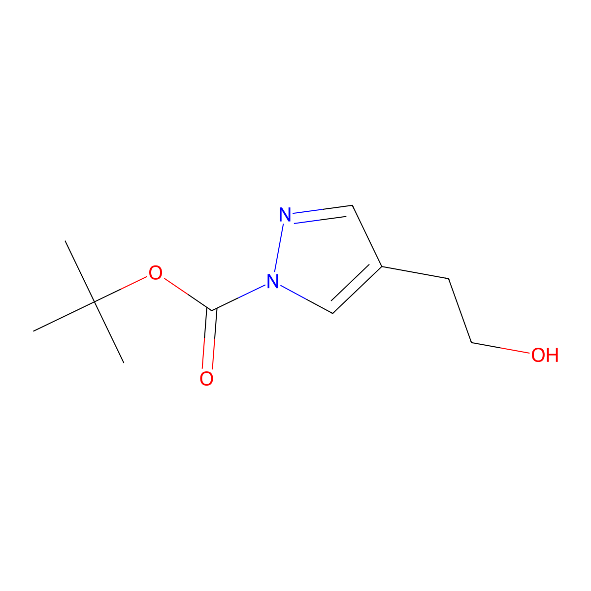 tert-butyl 4-(2-hydroxyethyl)-1H-pyrazole-1-carboxylate molecular structure, CAS 143282-05-7