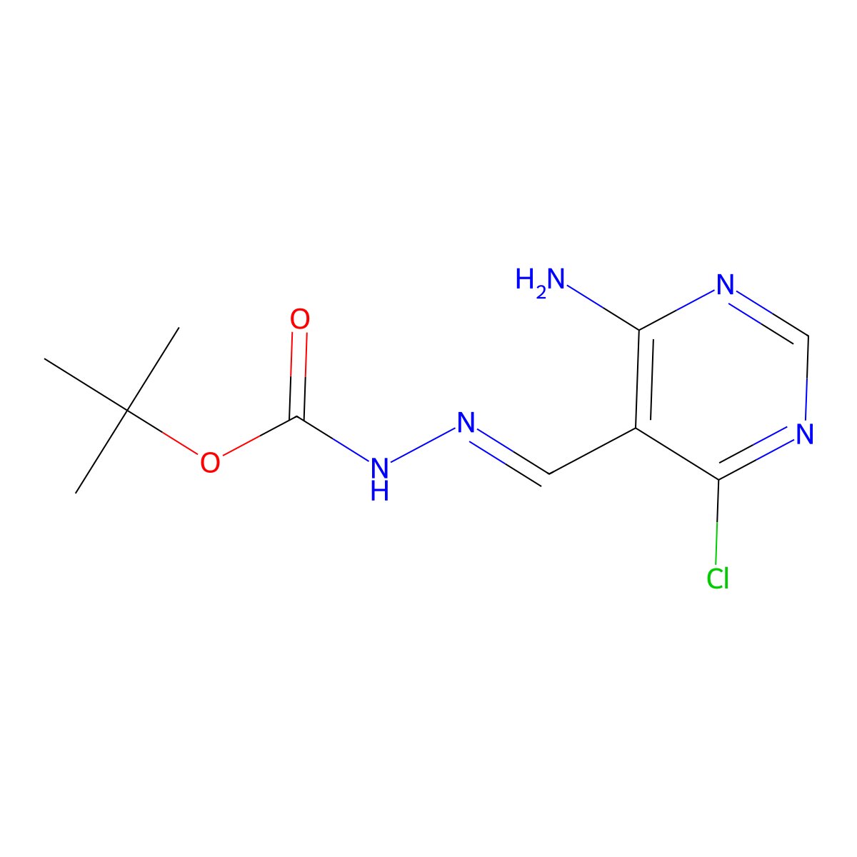 N'-[(1E)-(4-amino-6-chloropyrimidin-5-yl)methylidene](tert-butoxy)carbohydrazide molecular structure, CAS 1432903-09-7