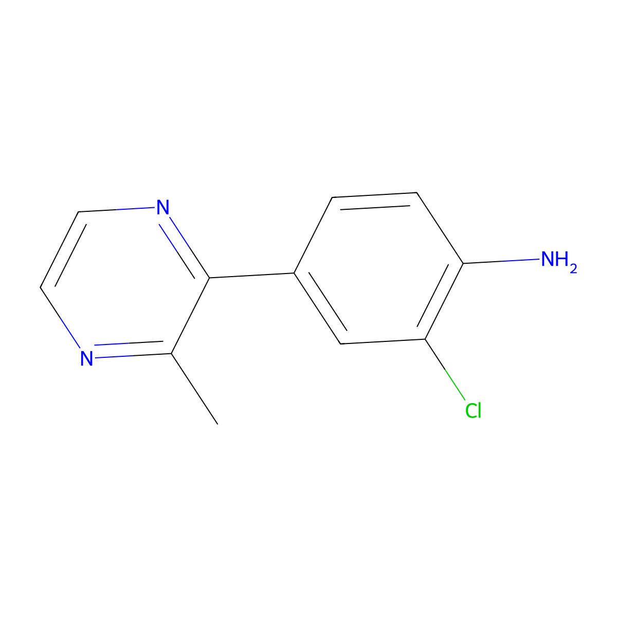 2-Chloro-4-(3-methylpyrazin-2-yl)aniline molecular structure, CAS 1432909-92-6