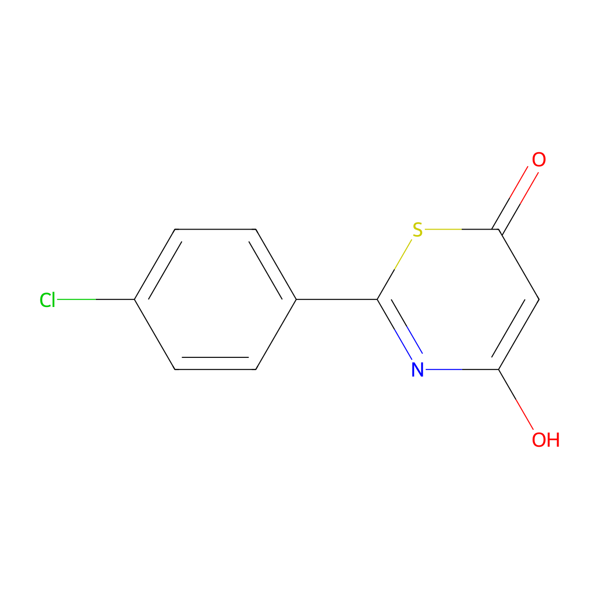1,3-Thiazine-6-one-4-ol, 2-(4-chlorophenyl)- molecular structure, CAS 1433-65-4