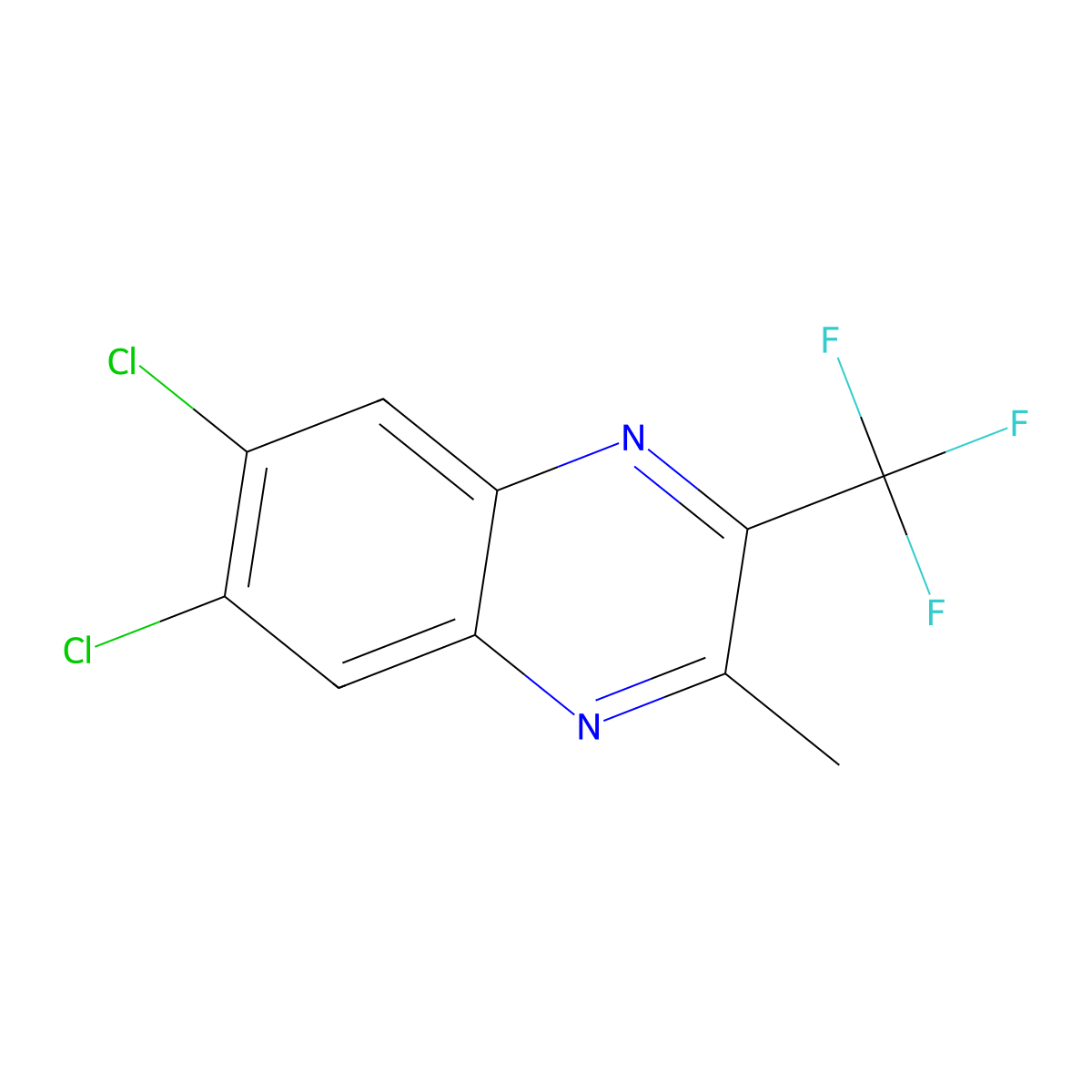 6,7-Dichloro-2-methyl-3-(trifluoromethyl)quinoxaline molecular structure, CAS 143309-87-9