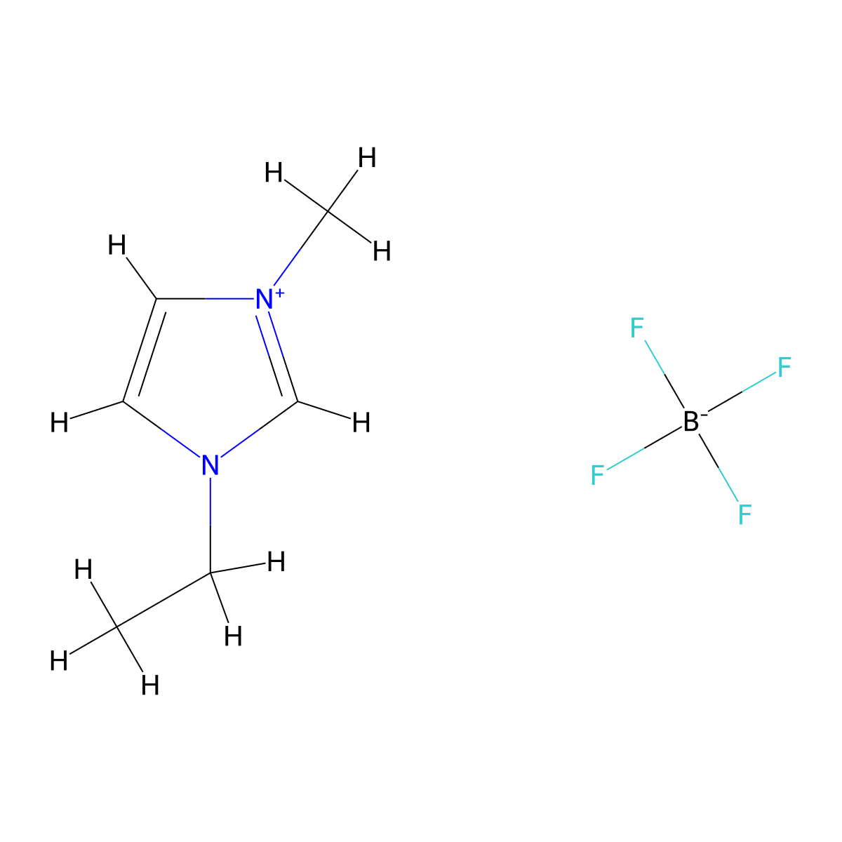 1-Ethyl-3-methylimidazolium tetrafluoroborate molecular structure, CAS 143314-16-3