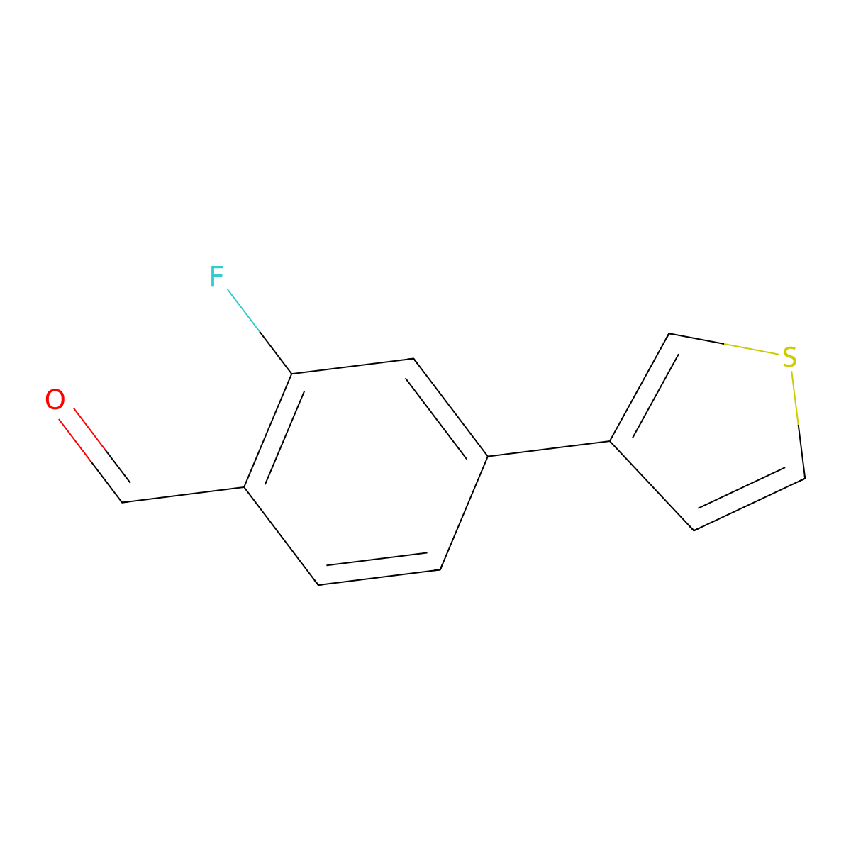 2-Fluoro-4-(thiophen-3-yl)benzaldehyde molecular structure, CAS 1433191-75-3