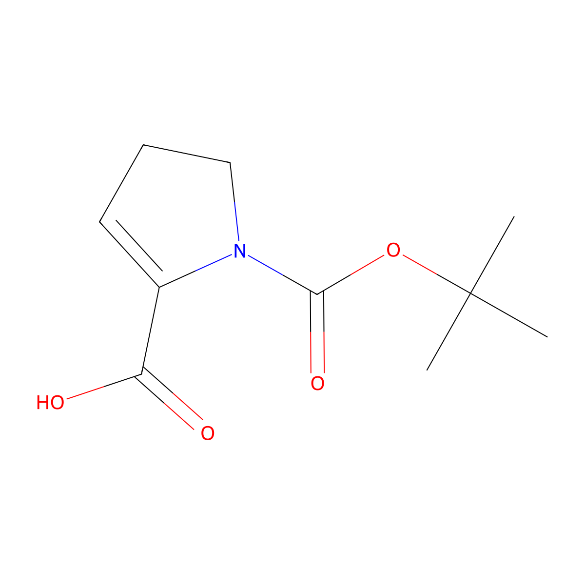 1-[(tert-butoxy)carbonyl]-4,5-dihydro-1H-pyrrole-2-carboxylic acid molecular structure, CAS 1433192-24-5