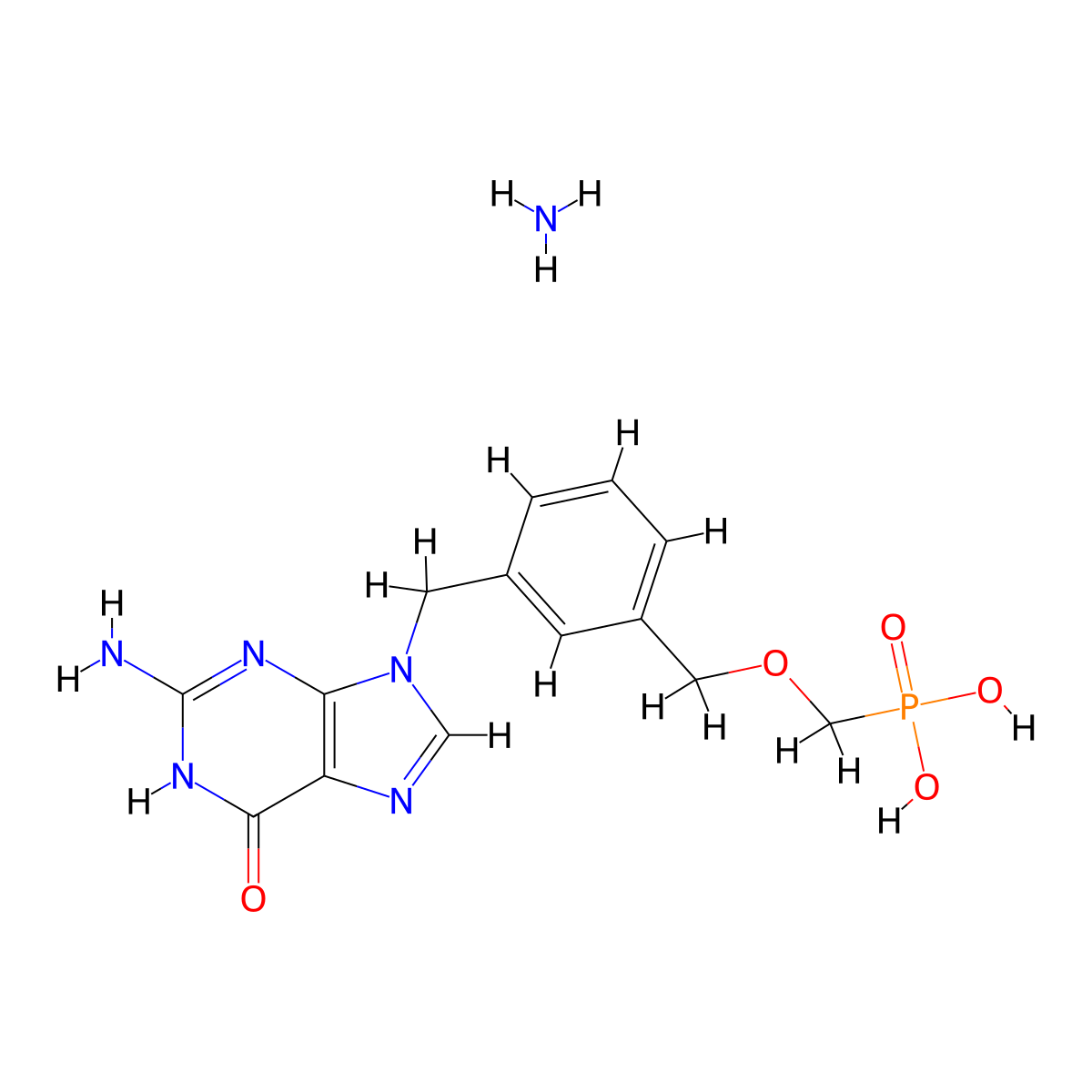 [[[3-[(2-Amino-1,6-dihydro-6-oxo-9H-purin-9-yl)methyl]phenyl]methoxy]methyl]-phosphonic Acid Monoammonium Salt molecular structure, CAS 143320-22-3