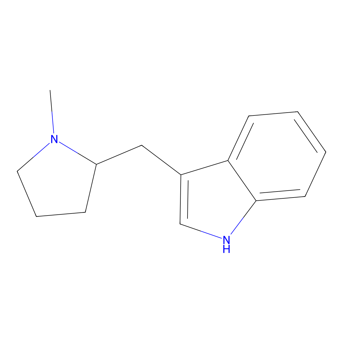 (R)-3-((1-methylpyrrolidin-2-yl)methyl)-1H-indole molecular structure, CAS 143322-55-8