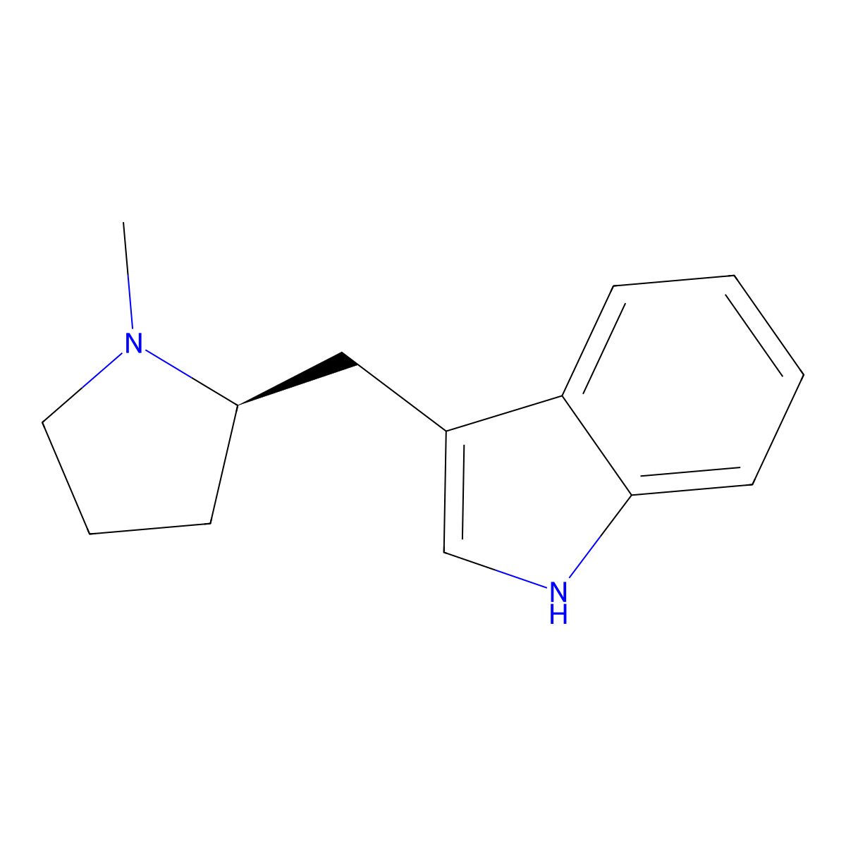 (R)-3-((1-methylpyrrolidin-2-yl)methyl)-1H-indole molecular structure, CAS 143322-55-8