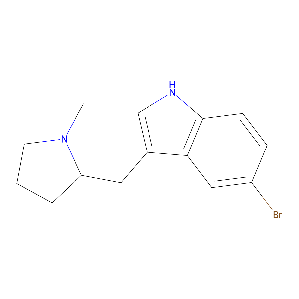 (R)-5-Bromo-3-(1-methyl-2-pyrrolidinyl methyl)-1H-indole molecular structure, CAS 143322-57-0