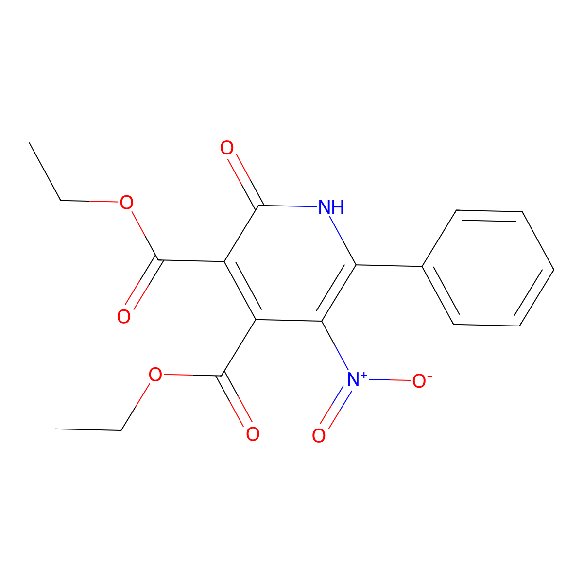 Diethyl 2-hydroxy-5-nitro-6-phenylpyridine-3,4-dicarboxylate molecular structure, CAS 143323-42-6