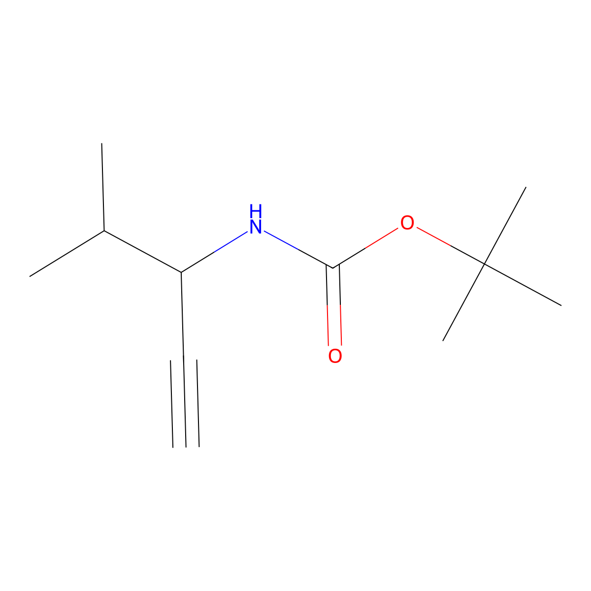 tert-butyl N-((3S)-4-methylpent-1-yn-3-yl)carbamate molecular structure, CAS 143327-78-0