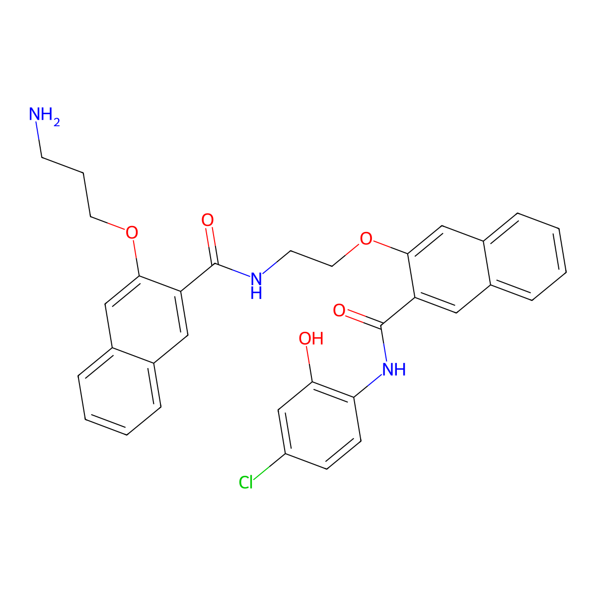 3-(3-aminopropoxy)-N-(2-((3-((4-Chloro-2-hydroxyphenyl)carbamoyl)naphthalen-2-yl)oxy)ethyl)-2-naphthamide molecular structure, CAS 1433286-57-7