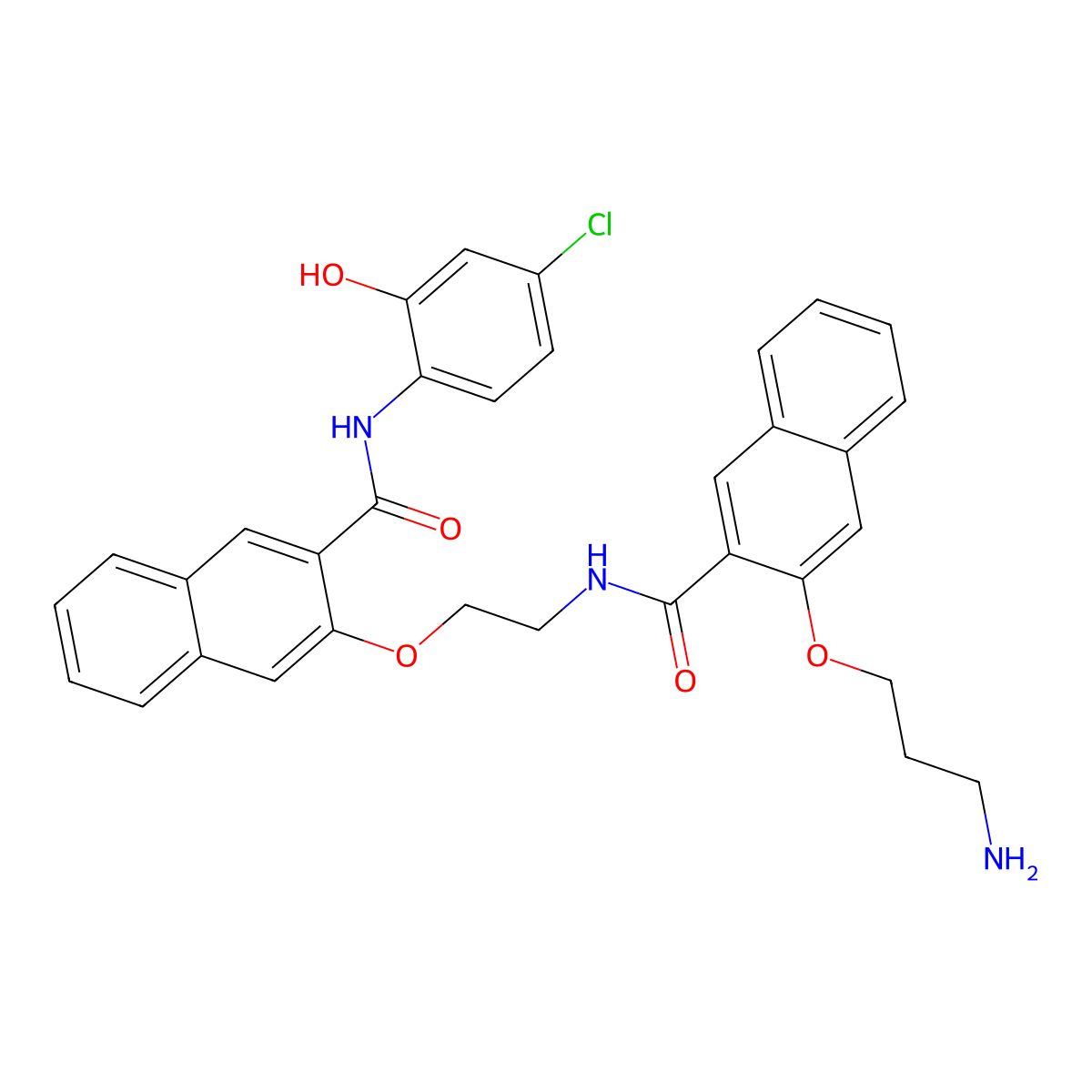 3-(3-aminopropoxy)-N-(2-((3-((4-Chloro-2-hydroxyphenyl)carbamoyl)naphthalen-2-yl)oxy)ethyl)-2-naphthamide molecular structure, CAS 1433286-57-7