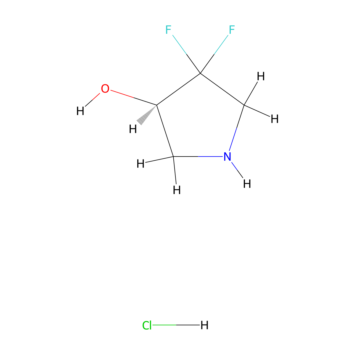 (R)-4,4-difluoropyrrolidin-3-ol hydrochloride molecular structure, CAS 1433363-34-8