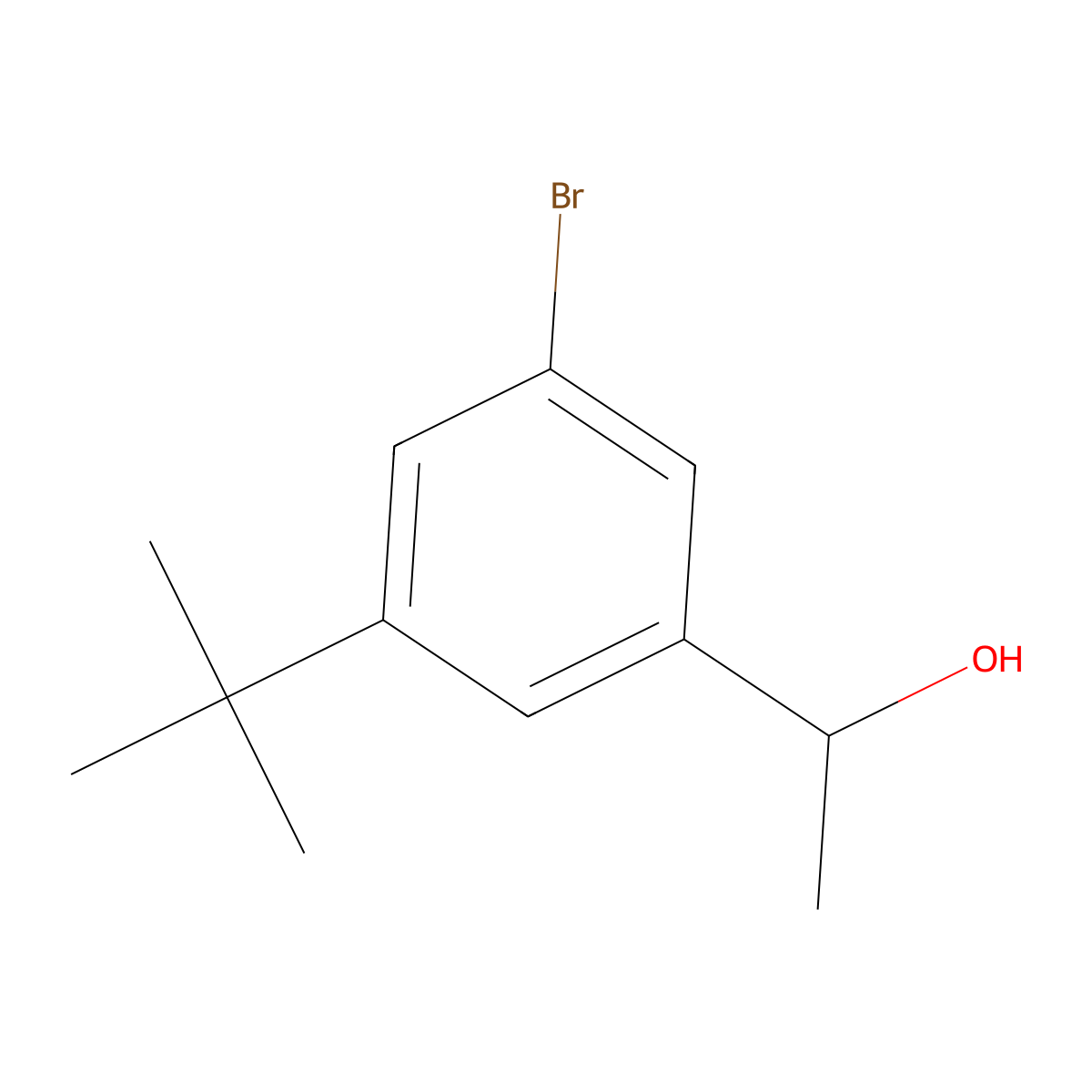 1-(3-Bromo-5-(tert-butyl)phenyl)ethanol molecular structure, CAS 1433497-80-3