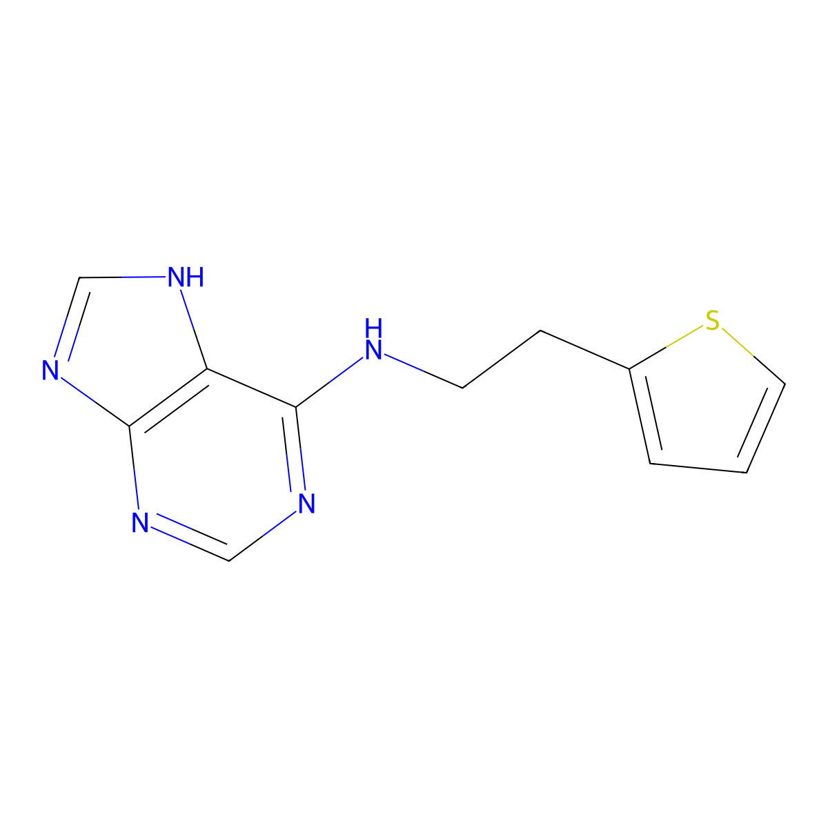 N-[2-(thiophen-2-yl)ethyl]-7H-purin-6-amine molecular structure, CAS 143355-22-0