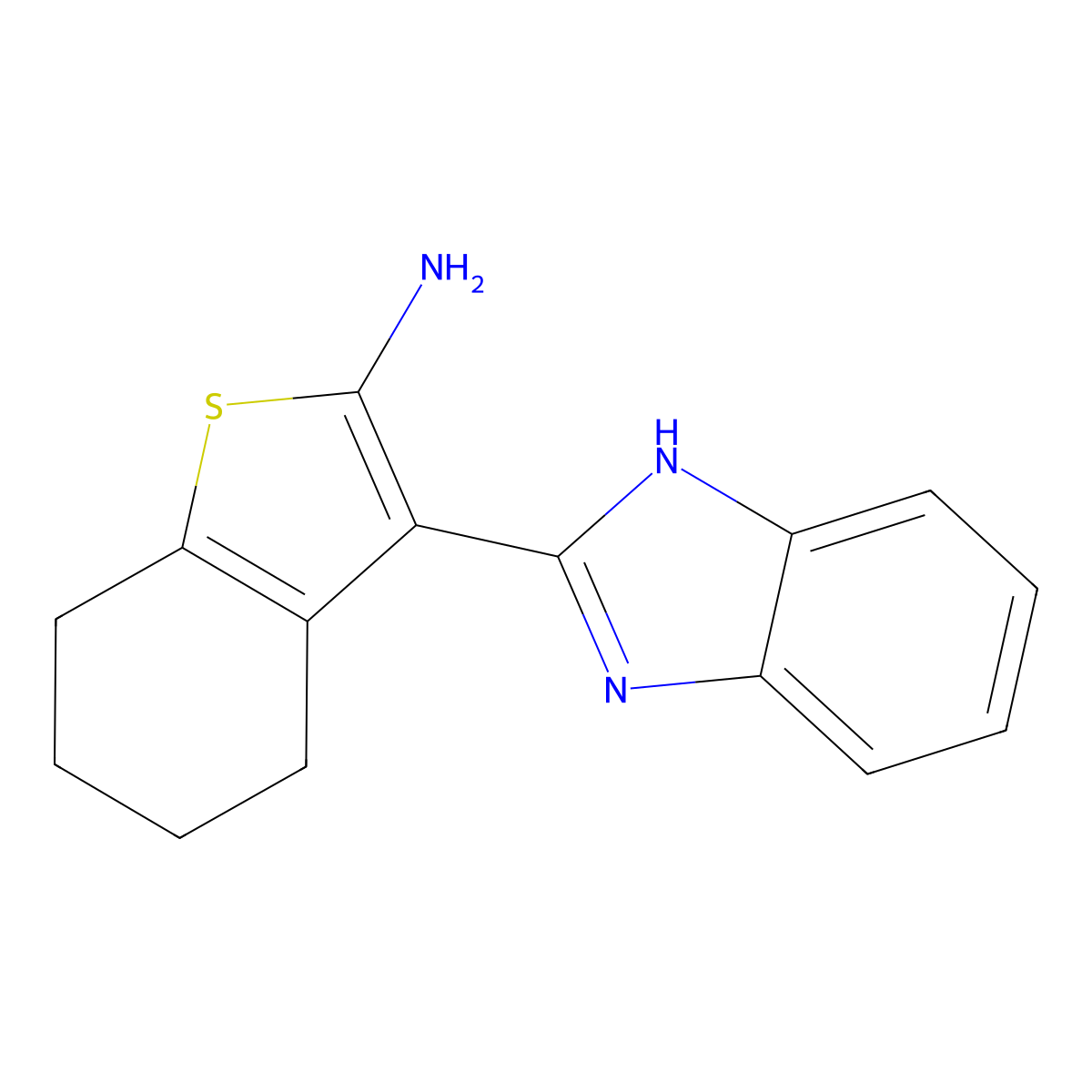 3-(1H-Benzoimidazol-2-yl)-4,5,6,7-tetrahydro-benzo[b]thiophen-2-ylamine molecular structure, CAS 143361-89-1