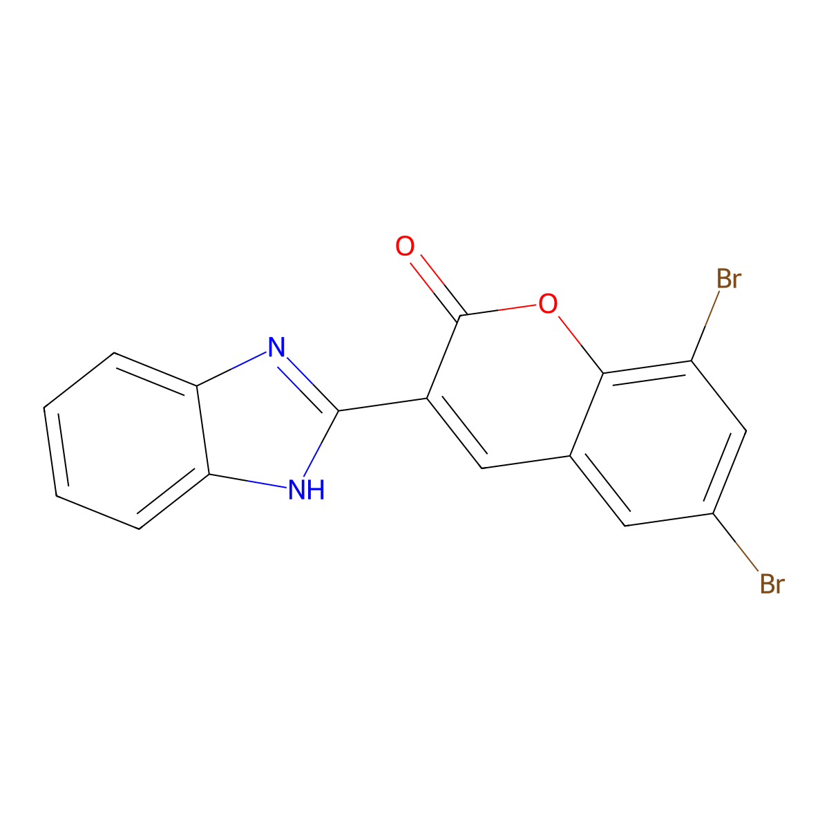 3-(1H-benzimidazol-2-yl)-6,8-dibromochromen-2-one molecular structure, CAS 143376-73-2