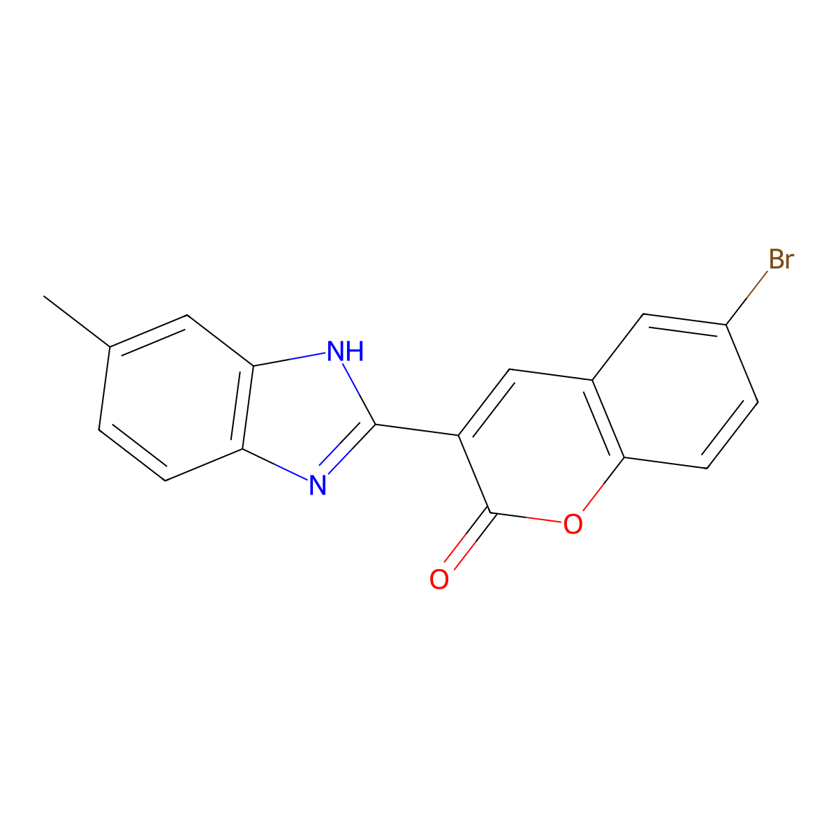 6-bromo-3-(6-methyl-1H-benzimidazol-2-yl)-2H-chromen-2-one molecular structure, CAS 143376-74-3
