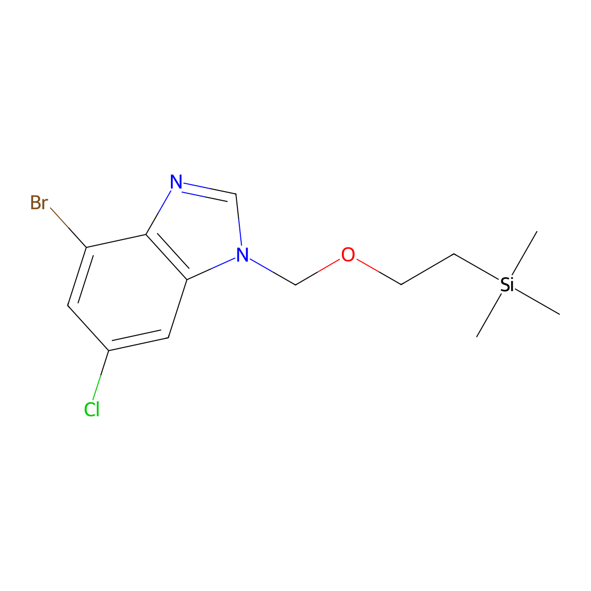 4-Bromo-6-chloro-1-((2-(trimethylsilyl)ethoxy)methyl)-1H-benzo[d]imidazole molecular structure, CAS 1433823-64-3