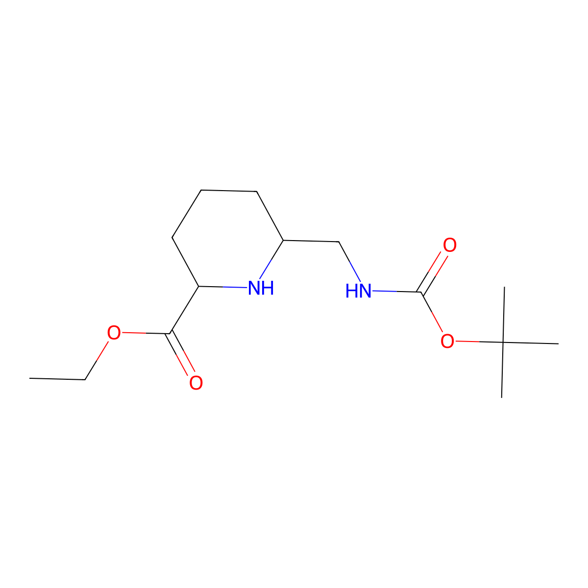 Ethyl 6-({[(tert-butoxy)carbonyl]amino}methyl)piperidine-2-carboxylate molecular structure, CAS 1433825-94-5