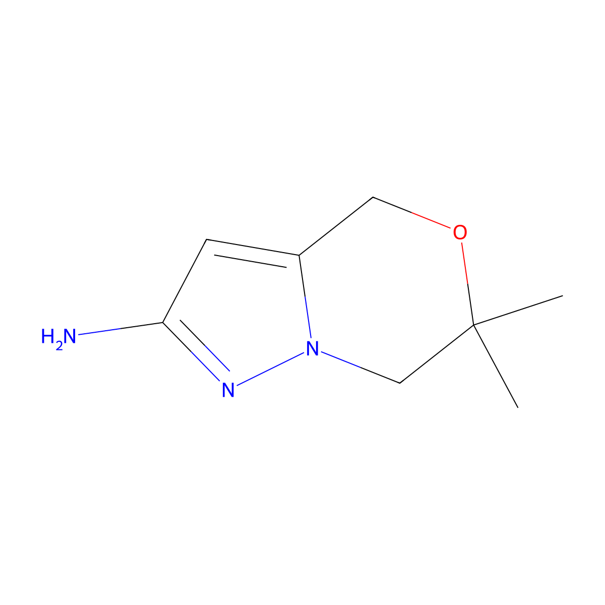 6,6-Dimethyl-6,7-dihydro-4H-pyrazolo[5,1-c][1,4]oxazin-2-amine molecular structure, CAS 1433855-11-8
