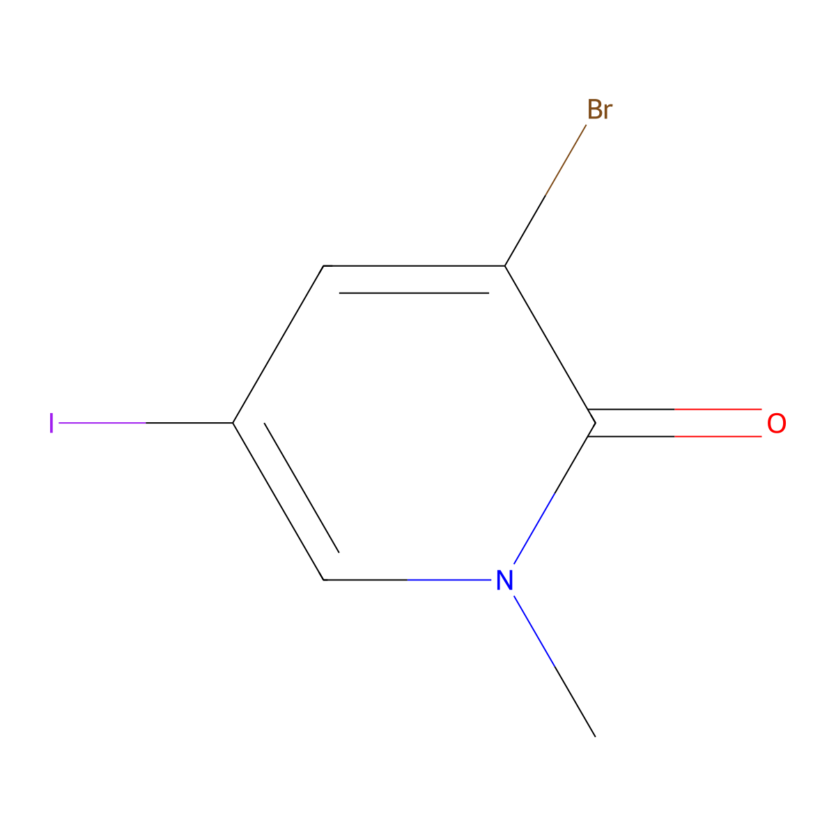 3-Bromo-5-iodo-1-methyl-1,2-dihydropyridin-2-one molecular structure, CAS 1433855-64-1