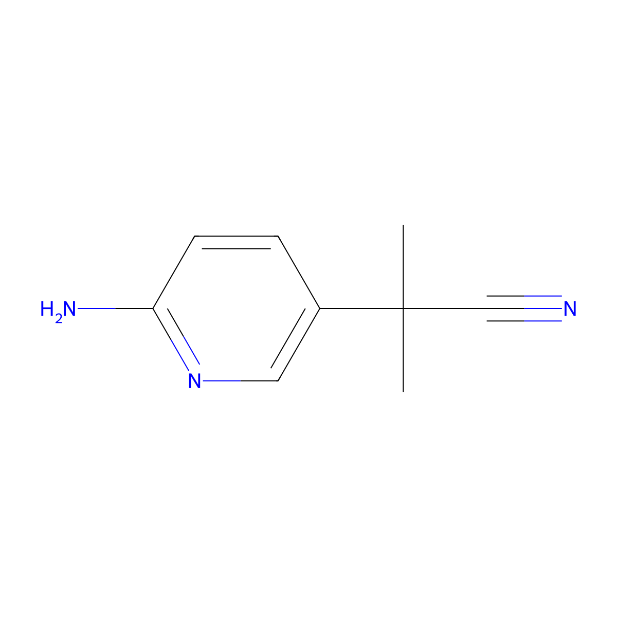 2-(6-Aminopyridin-3-yl)-2-methylpropanenitrile molecular structure, CAS 1433858-75-3