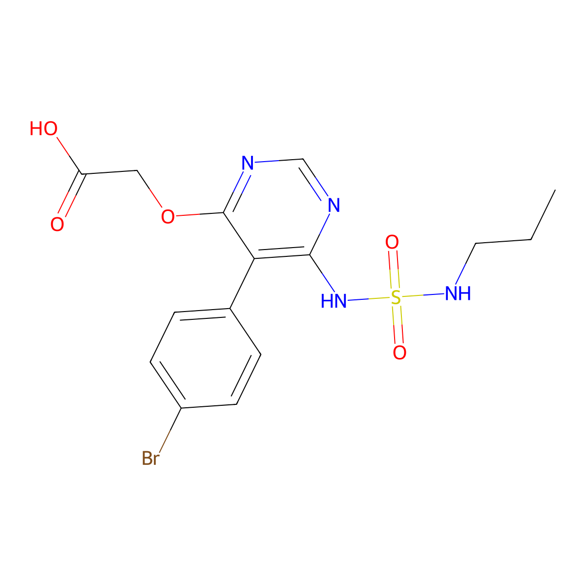 2-[5-(4-Bromophenyl)-6-(propylsulfamoylamino)pyrimidin-4-yl]oxyacetic acid molecular structure, CAS 1433875-14-9