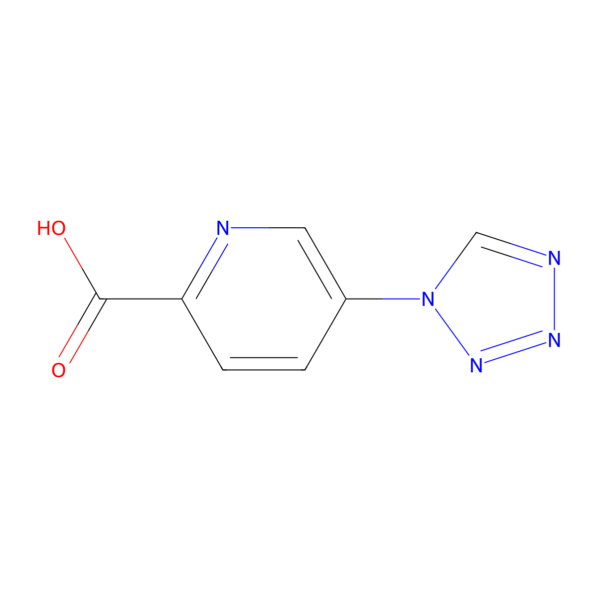 5-(1H-1,2,3,4-tetrazol-1-yl)pyridine-2-carboxylic acid molecular structure, CAS 1433888-37-9