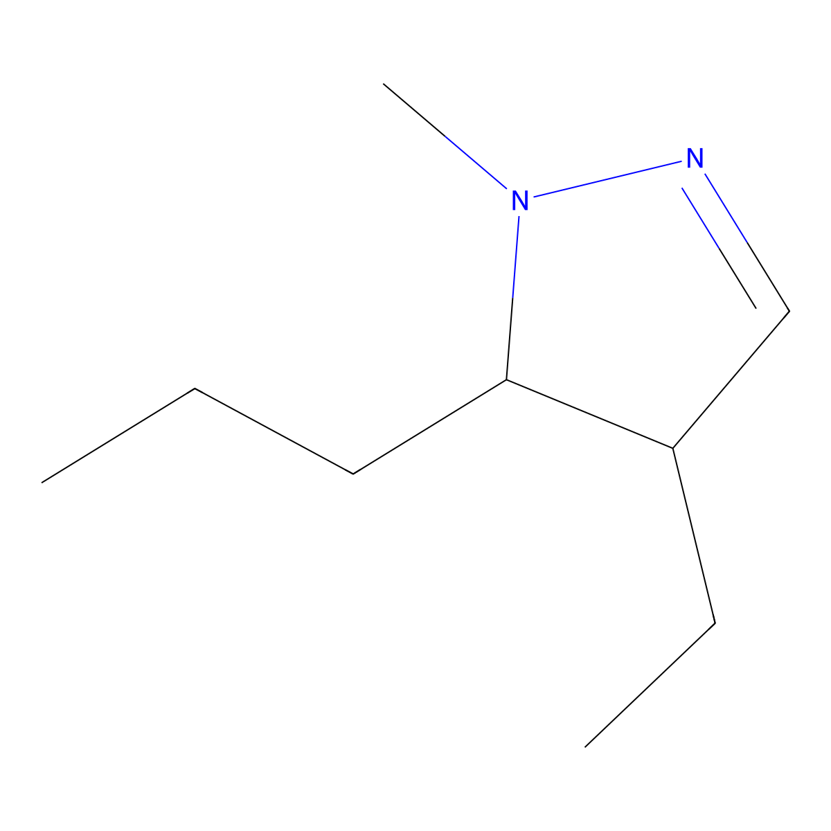 4-Ethyl-1-methyl-5-propyl-4,5-dihydro-1H-pyrazole molecular structure, CAS 14339-24-3
