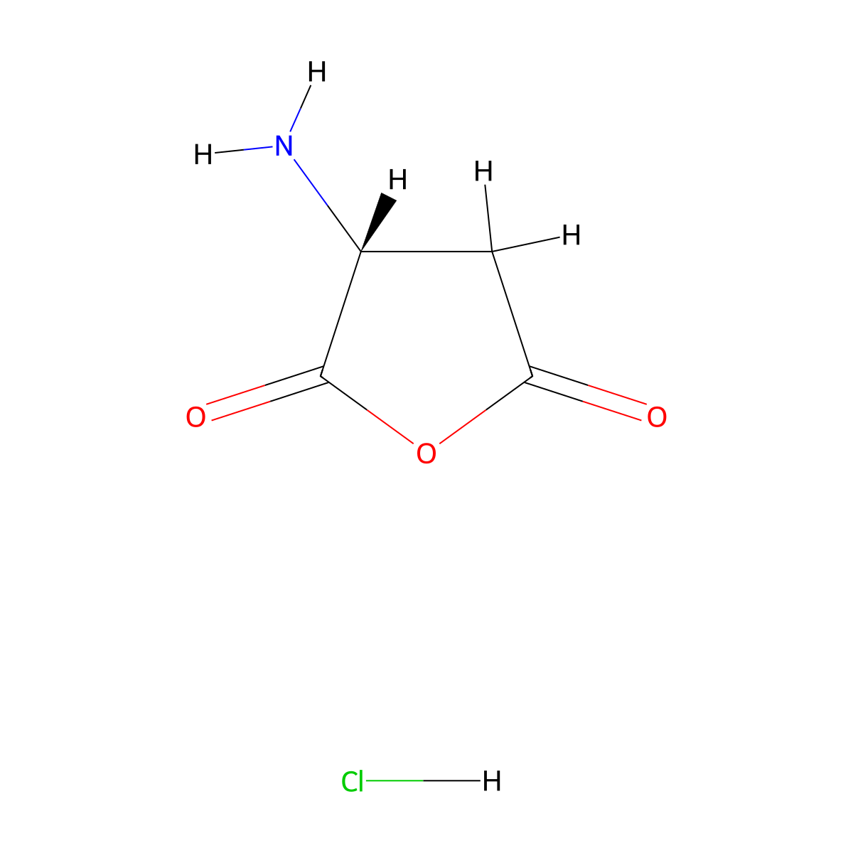 (R)-3-Aminodihydrofuran-2,5-dione hydrochloride molecular structure, CAS 143394-93-8