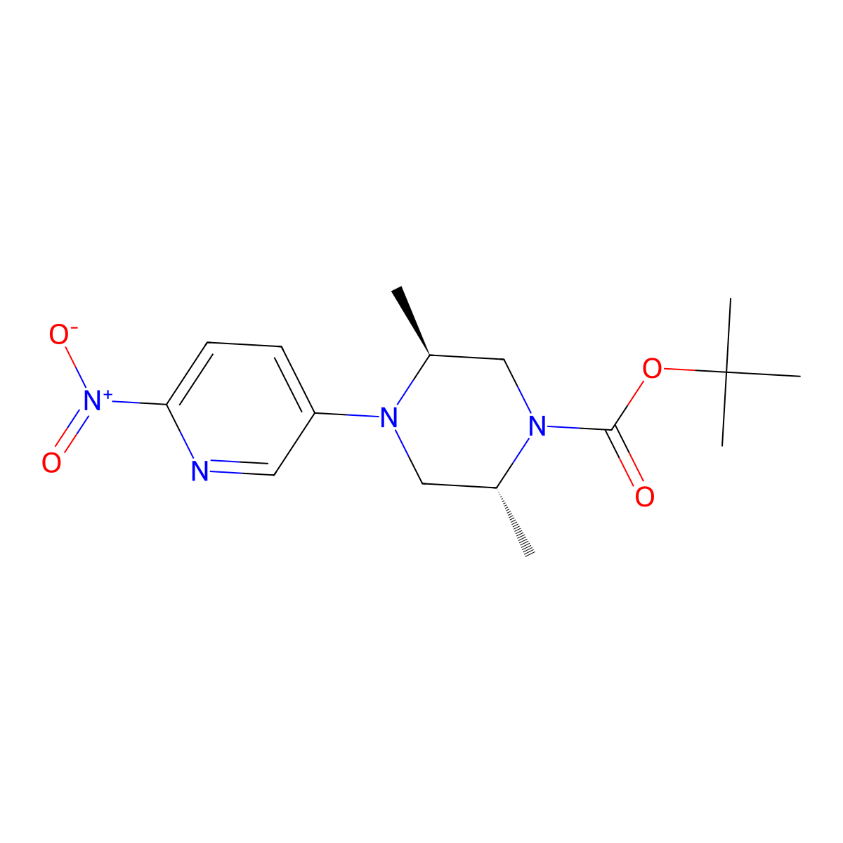 (2R,5S)-1-Boc-2,5-dimethyl-4-(6-nitro-3-pyridyl)piperazine molecular structure, CAS 1433989-68-4