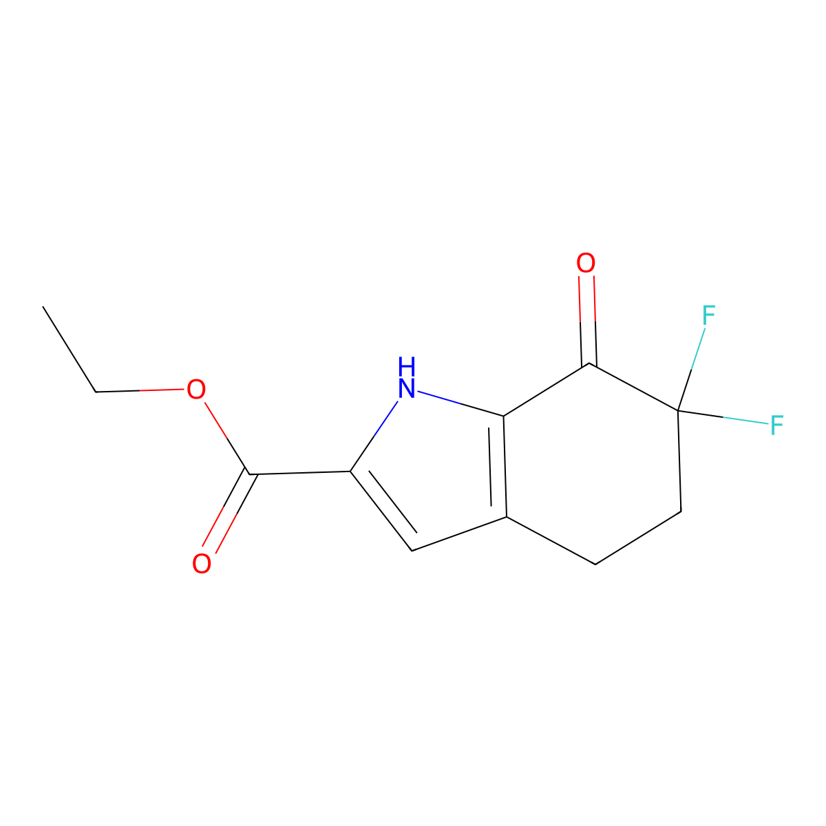Ethyl 6,6-Difluoro-7-oxo-4,5,6,7-tetrahydro-1H-indole-2-carboxylate molecular structure, CAS 1433990-09-0
