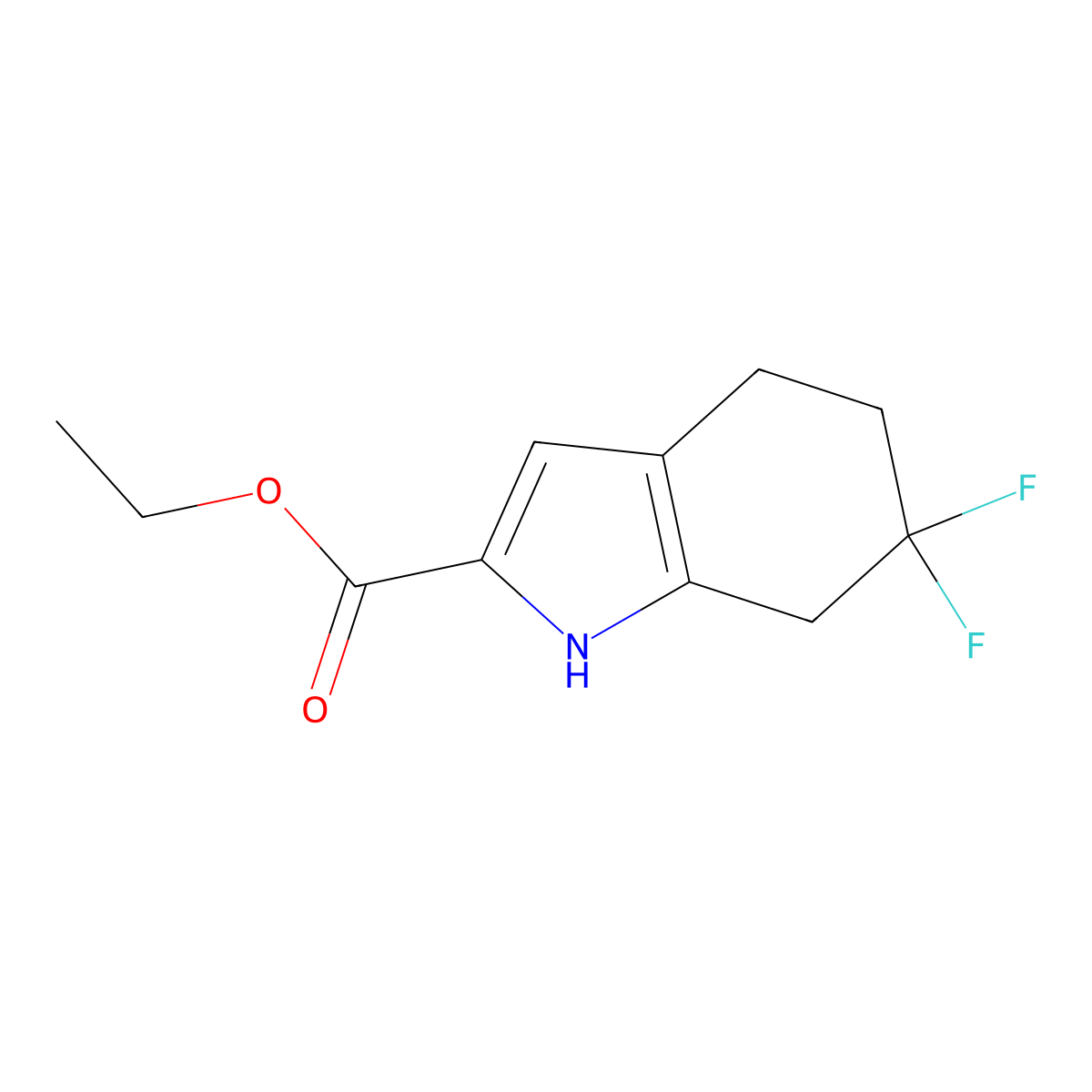 ethyl 6,6-difluoro-4,5,6,7-tetrahydro-1H-indole-2-carboxylate molecular structure, CAS 1433990-11-4