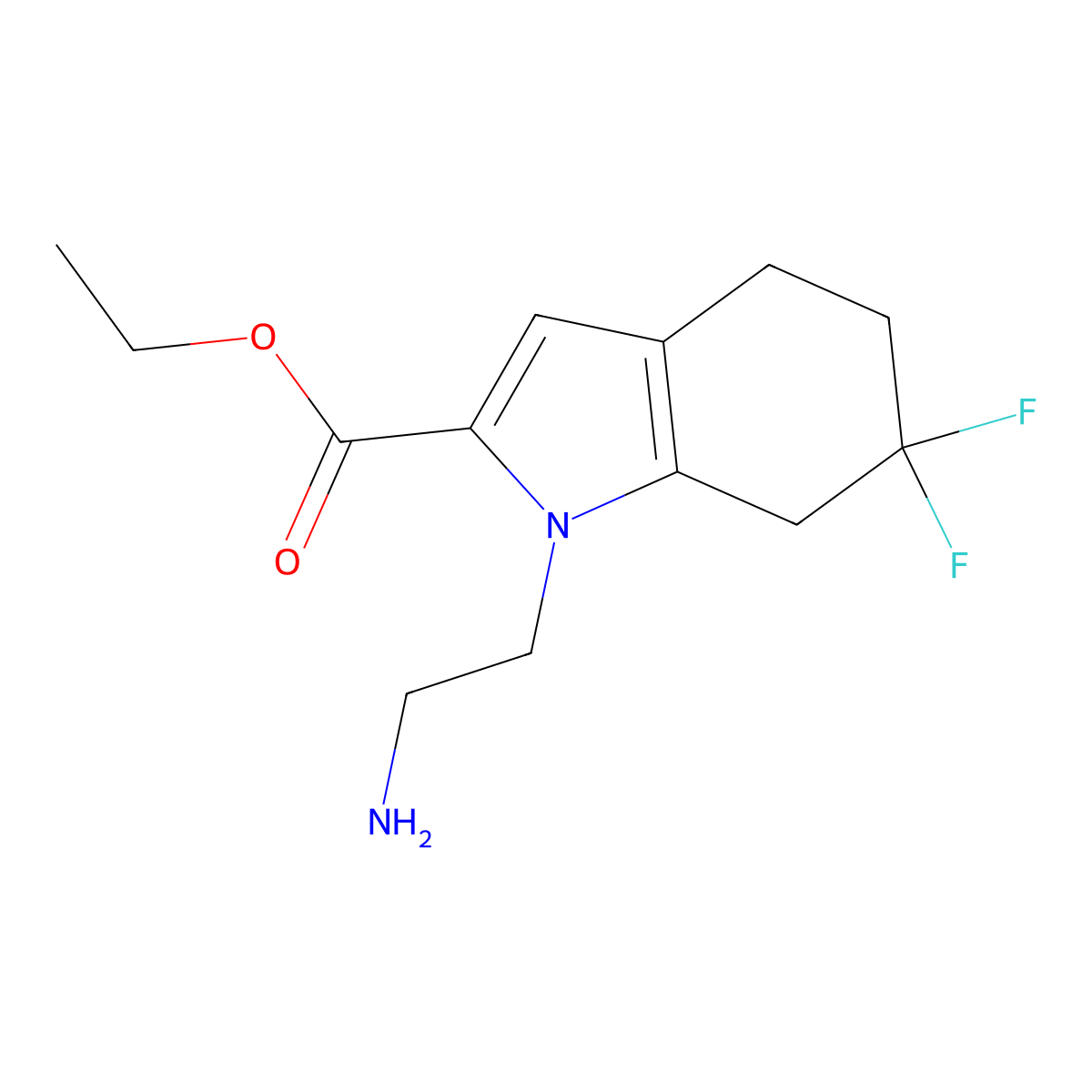 Ethyl 1-(2-Aminoethyl)-6,6-difluoro-4,5,6,7-tetrahydro-1H-indole-2-carboxylate molecular structure, CAS 1433990-13-6