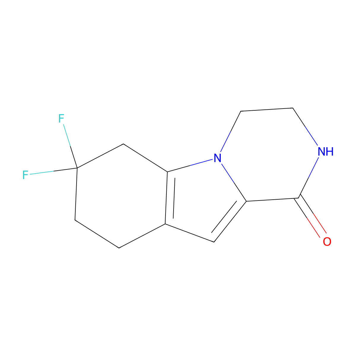 7,7-Difluoro-3,4,6,7,8,9-hexahydropyrazino[1,2-a]indol-1(2H)-one molecular structure, CAS 1433990-14-7