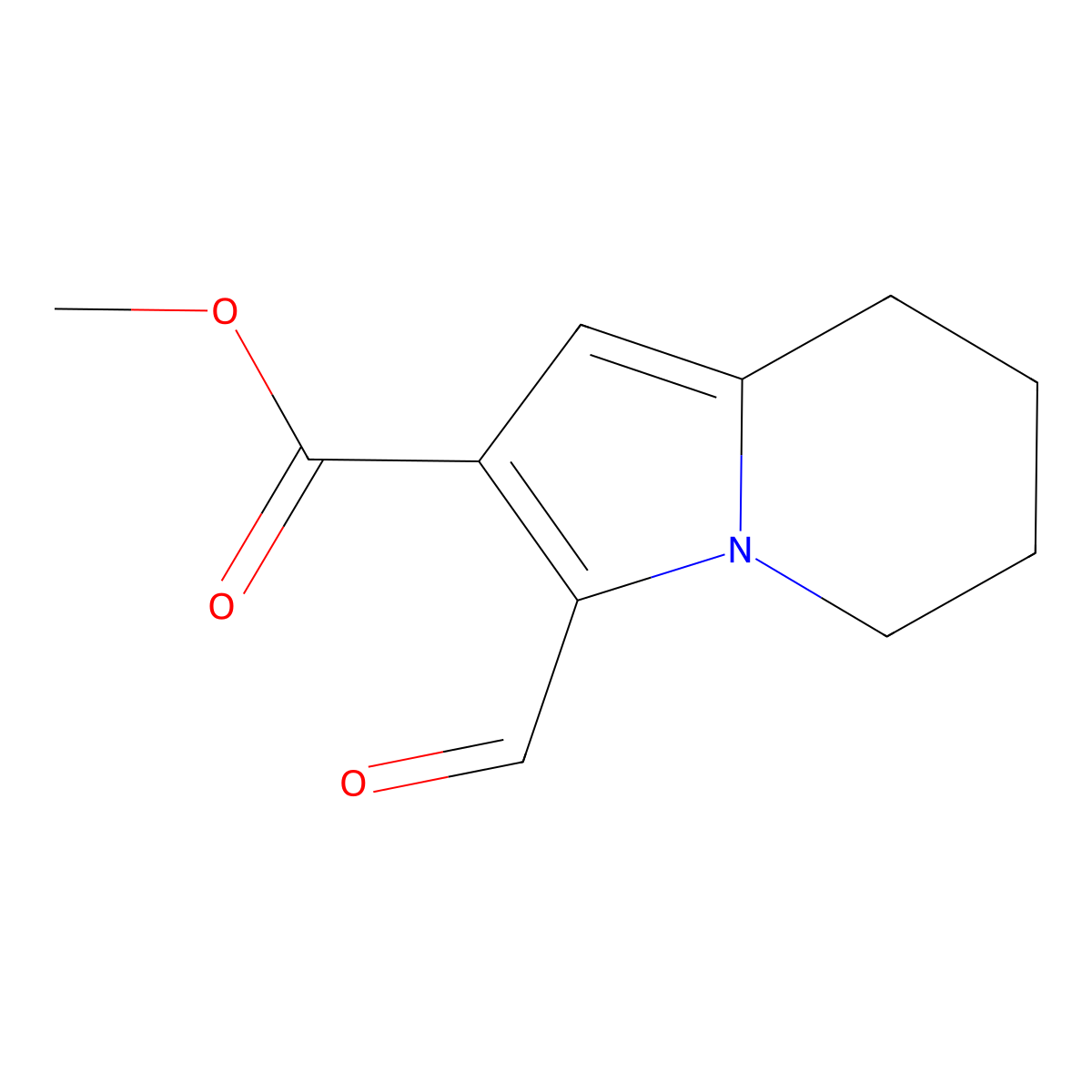 Methyl 3-formyl-5,6,7,8-tetrahydroindolizine-2-carboxylate molecular structure, CAS 1433990-45-4