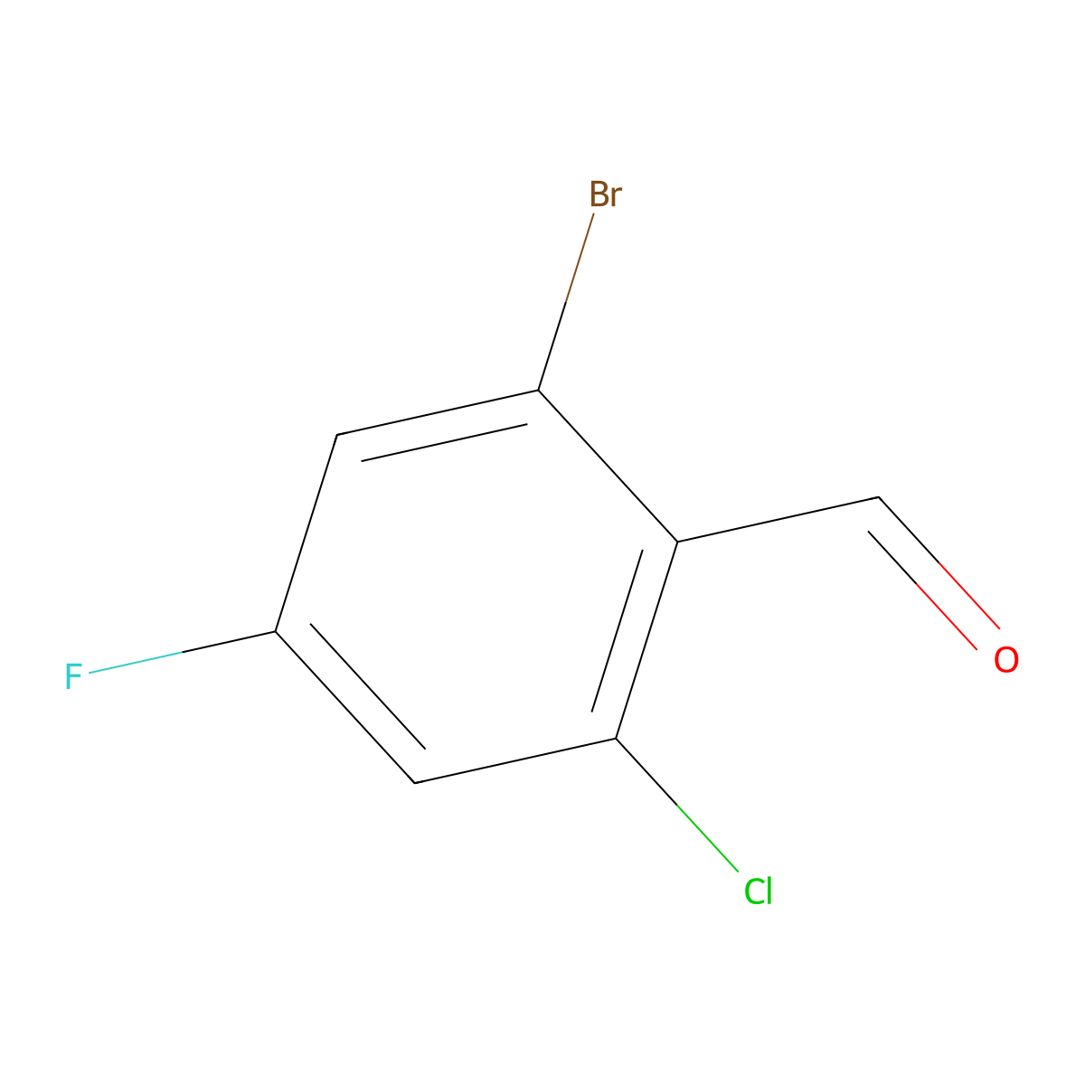 2-Bromo-6-chloro-4-fluorobenzaldehyde molecular structure, CAS 1433990-64-7