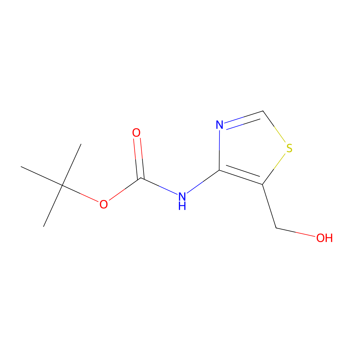 tert-butyl N-[5-(hydroxymethyl)-1,3-thiazol-4-yl]carbamate molecular structure, CAS 1433992-70-1