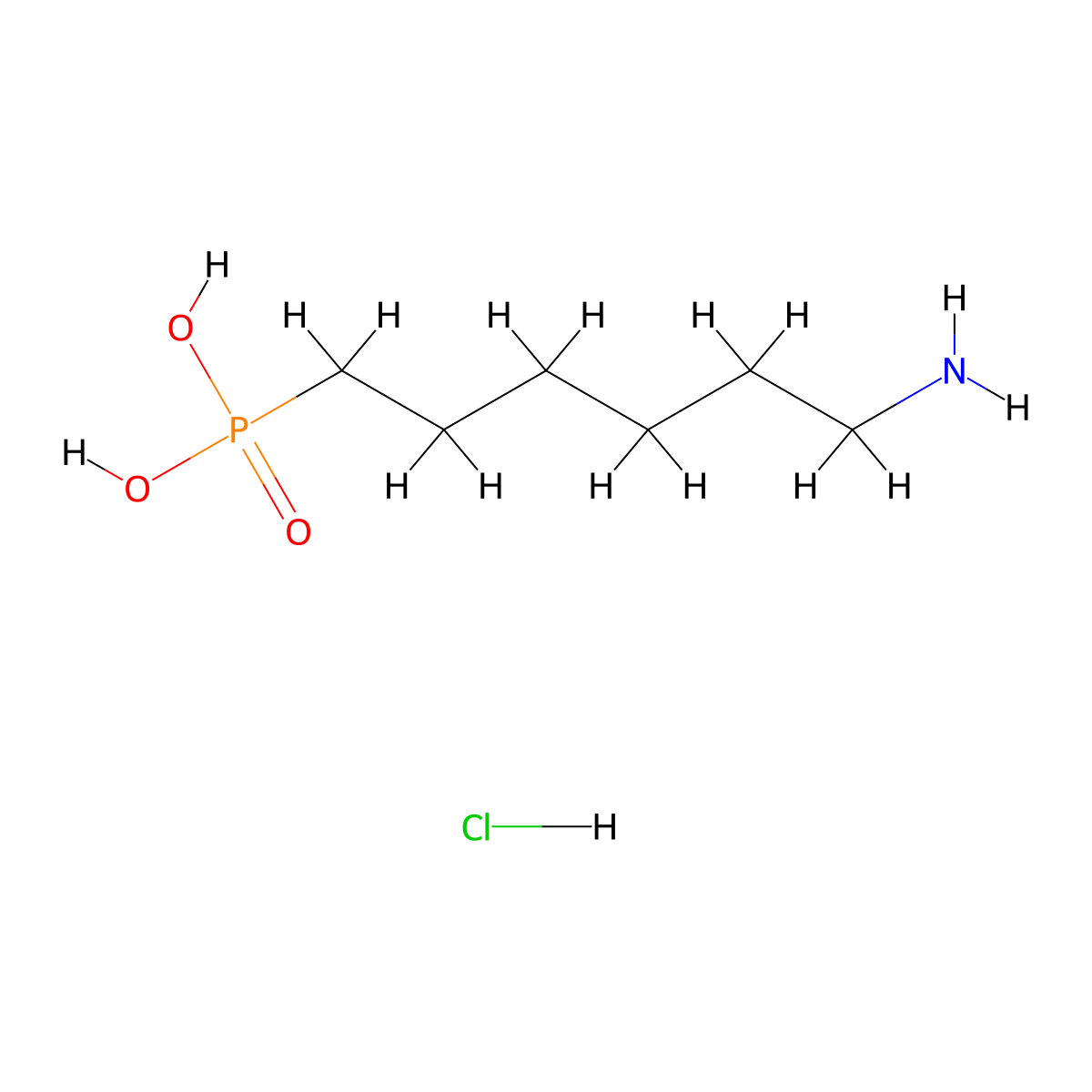 (6-Aminohexyl)phosphonic acid hydrochloride molecular structure, CAS 1433996-75-8