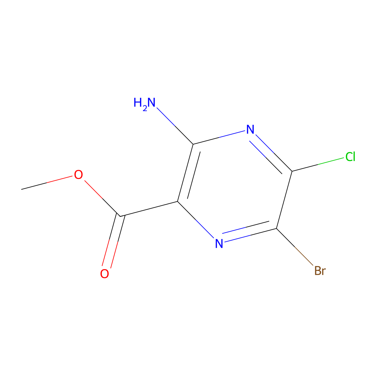 Methyl 3-amino-6-bromo-5-chloropyrazine-2-carboxylate molecular structure, CAS 14340-25-1
