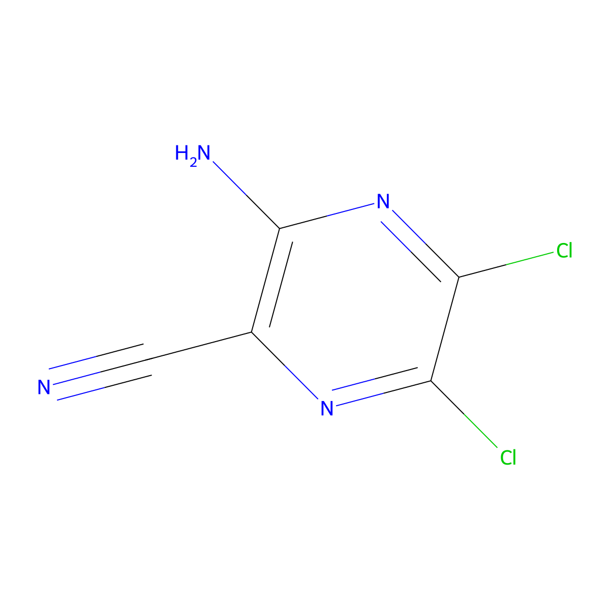 3-Amino-5,6-dichloropyrazine-2-carbonitrile molecular structure, CAS 14340-28-4