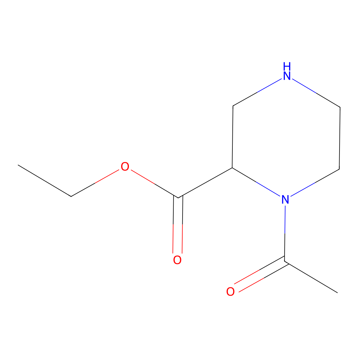 Ethyl 1-acetylpiperazine-2-carboxylate molecular structure, CAS 1434004-38-2