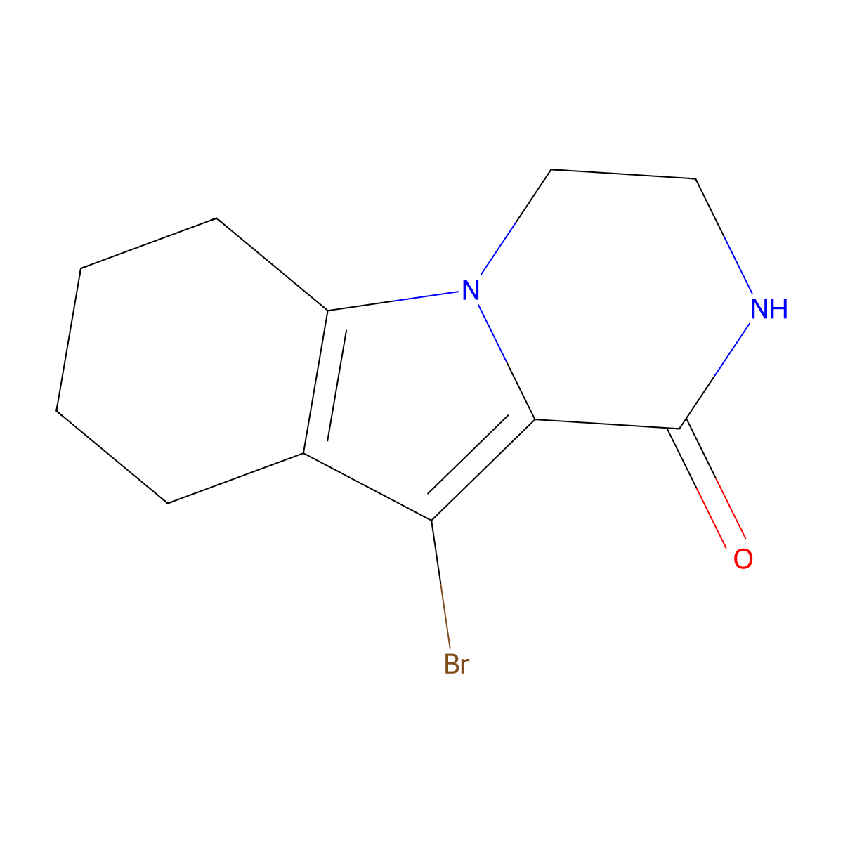 10-Bromo-3,4,6,7,8,9-hexahydropyrazino[1,2-a]indol-1(2H)-one molecular structure, CAS 1434050-99-3